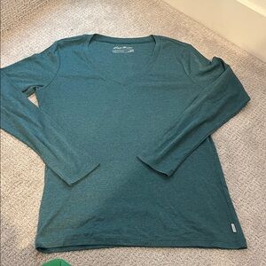 Eddie Bauer Teal V-Neck Shirt